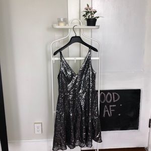 Silver sequin A-line dress